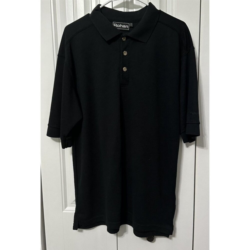 Rohan Polo Plus Men's Black Large 1/4 Button Polo Shirt Short Sleeve UK